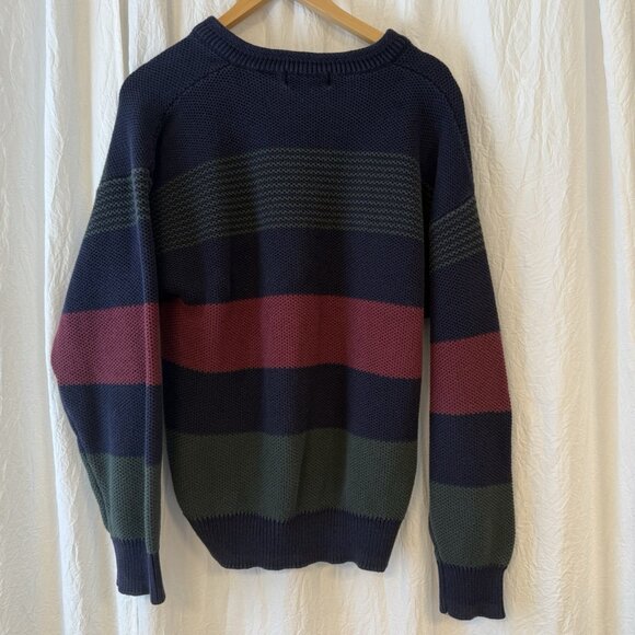 Roundtree and Yorke Knit Sweater Men’s XL Striped Vintage 90s Y2K Cotton Sweater - Picture 3 of 7